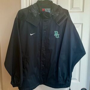 NIKE Black Hooded Lined All Weather Jacket with BAYLOR UNIVERSITY Logo sz Large